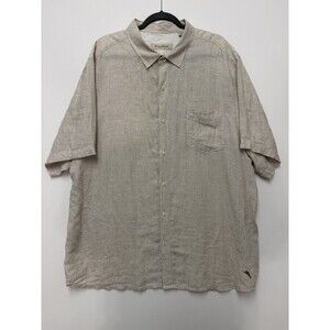 Tommy Bahama XXL Beige Linen Short Sleeve Button Up Casual Shirt Men